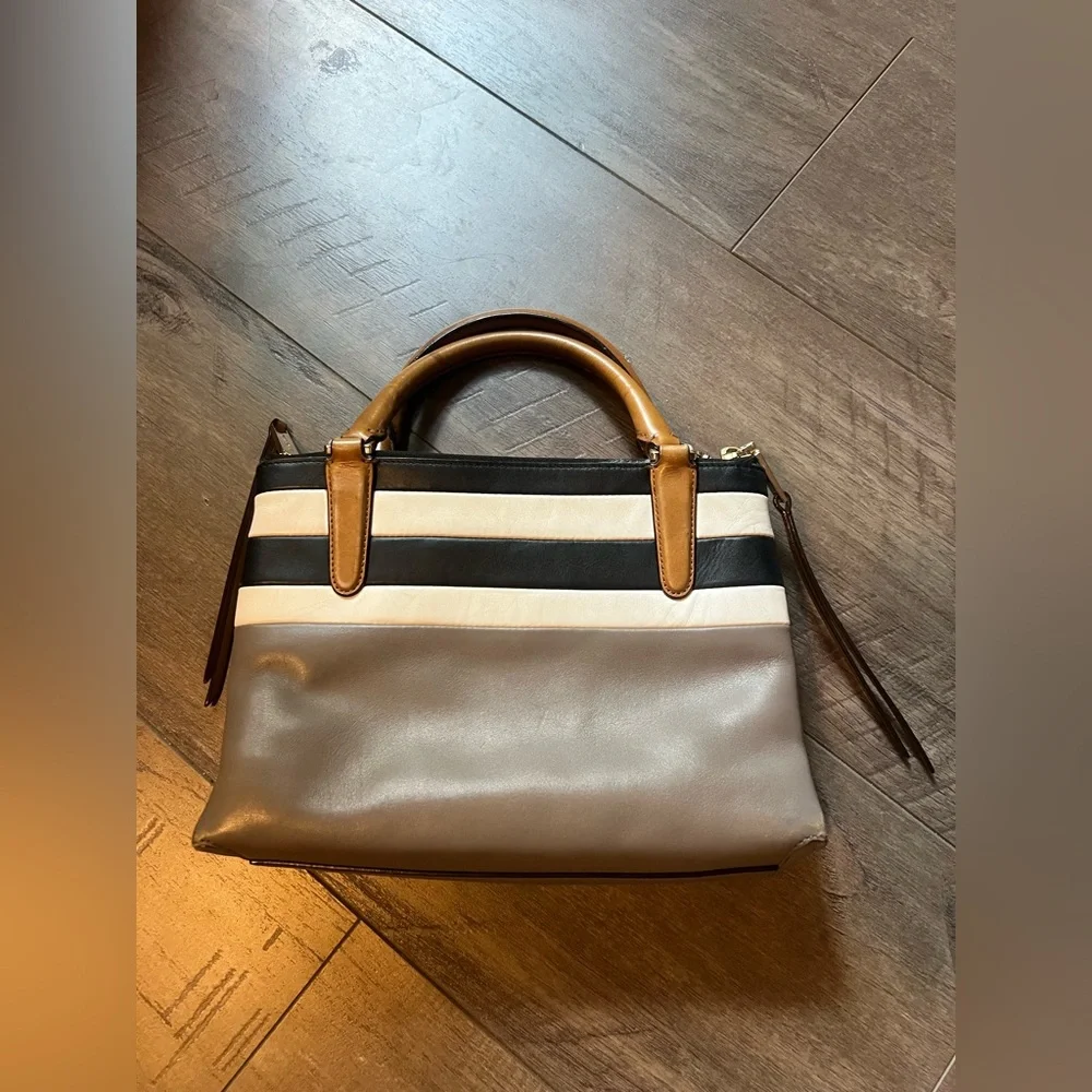 Coach Mini Black White & Gray Color Block Borough Triple Compartment Cross Body - Picture 6 of 15